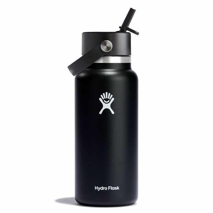 32 oz Wide Mouth with Flex Straw Cap Black