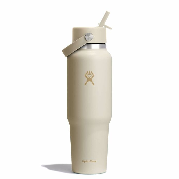 40 oz Wide Mouth Travel Bottle with Flex Straw Cap Coconut