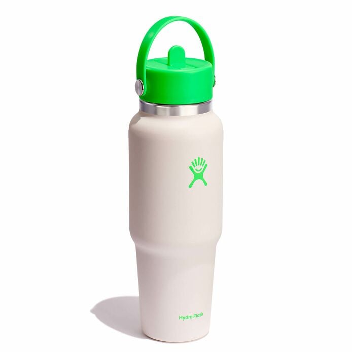 32 oz Wide Mouth Travel Bottle with Flex Straw Cap Neon Green