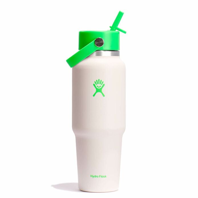 32 oz Wide Mouth Travel Bottle with Flex Straw Cap Neon Green