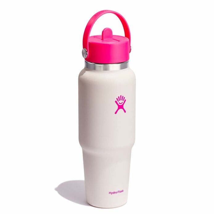 32 oz Wide Mouth Travel Bottle with Flex Straw Cap Neon Pink