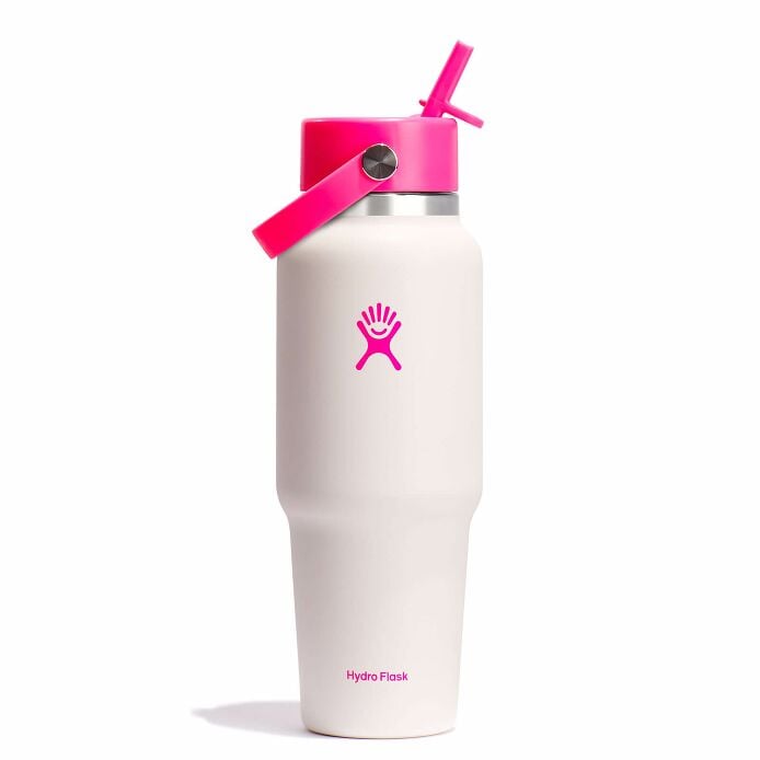 32 oz Wide Mouth Travel Bottle with Flex Straw Cap Neon Pink