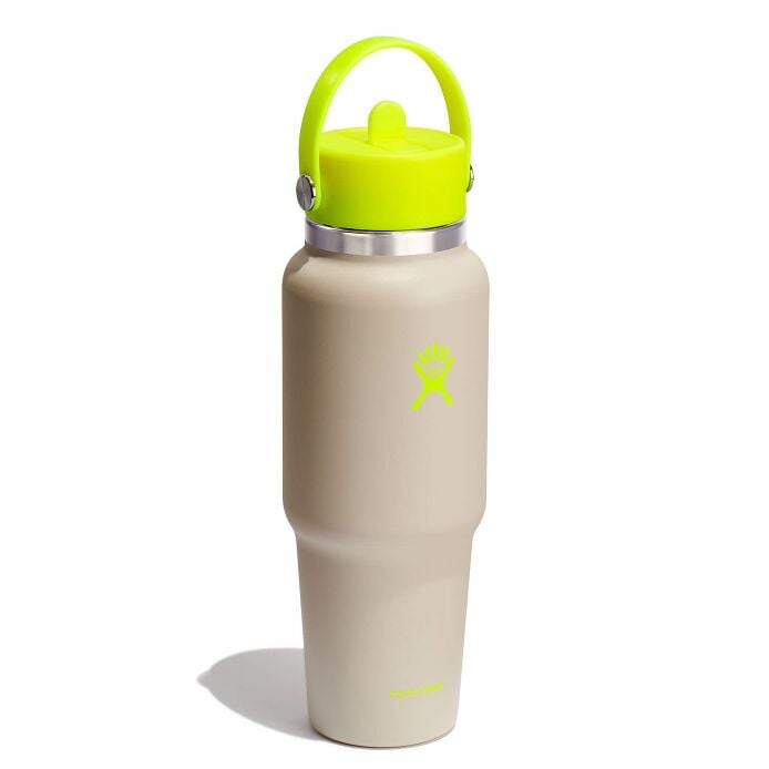 32 oz Wide Mouth Travel Bottle with Flex Straw Cap Neon Yellow