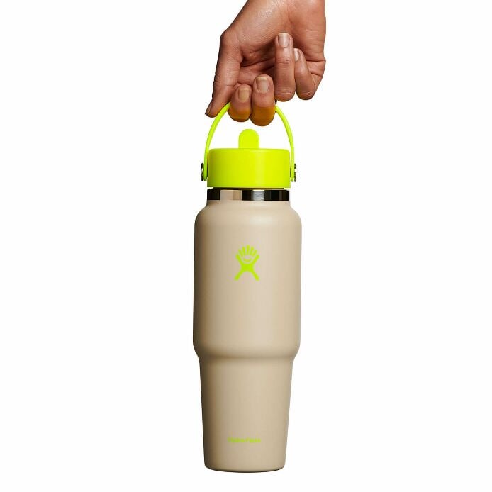 32 oz Wide Mouth Travel Bottle with Flex Straw Cap Neon Yellow