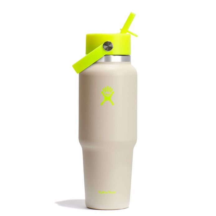 32 oz Wide Mouth Travel Bottle with Flex Straw Cap Neon Yellow