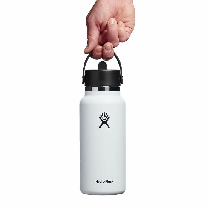 32 oz Wide Mouth with Flex Straw Cap White
