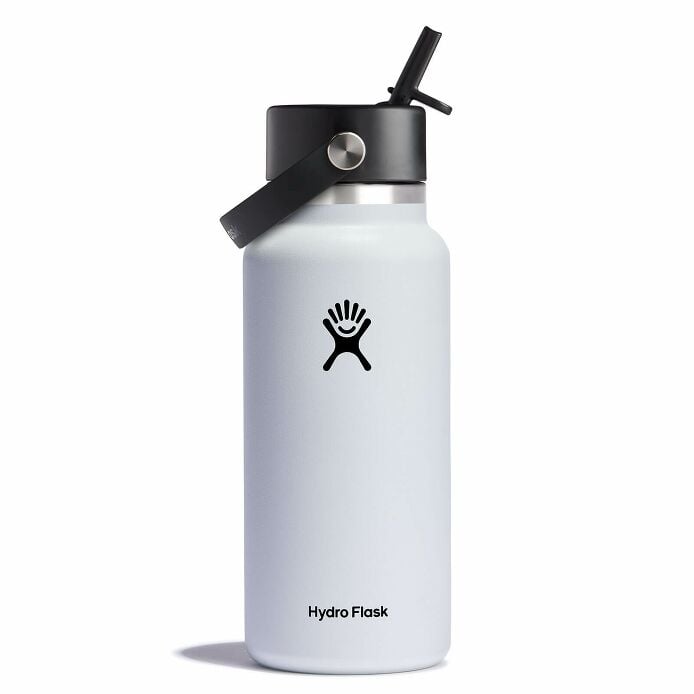 32 oz Wide Mouth with Flex Straw Cap White