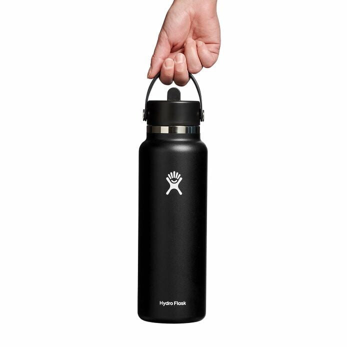 40 oz Wide Mouth with Flex Straw Cap Black