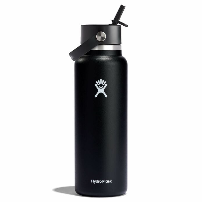 40 oz Wide Mouth with Flex Straw Cap Black