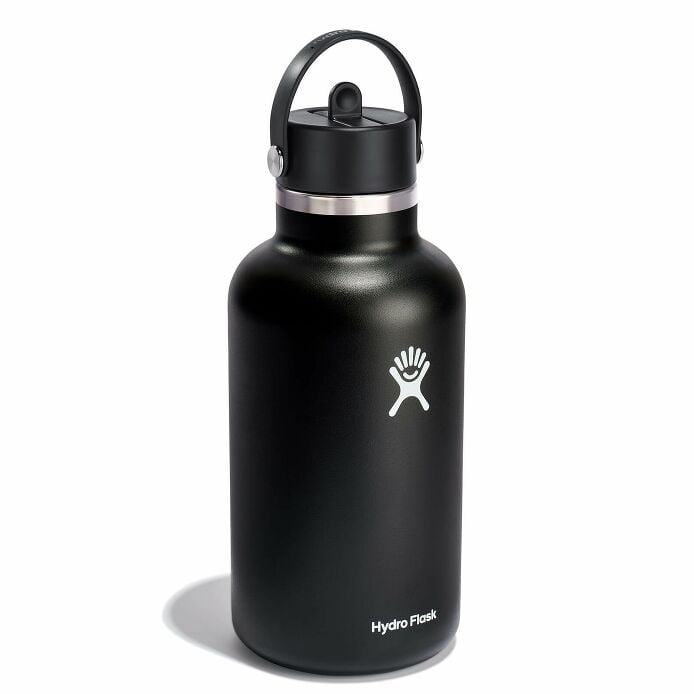 64 oz Wide Mouth with Flex Straw Cap Black