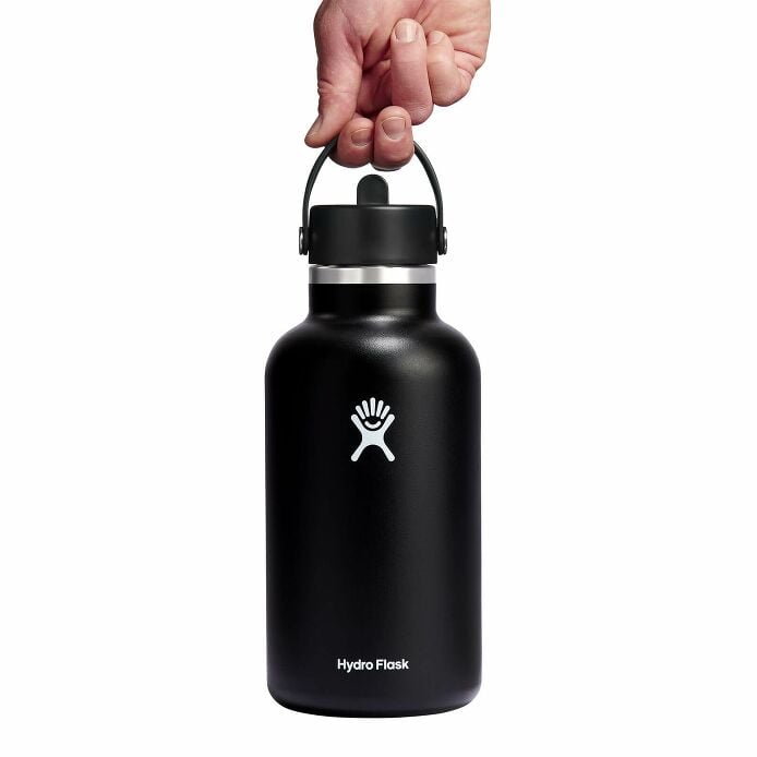 64 oz Wide Mouth with Flex Straw Cap Black