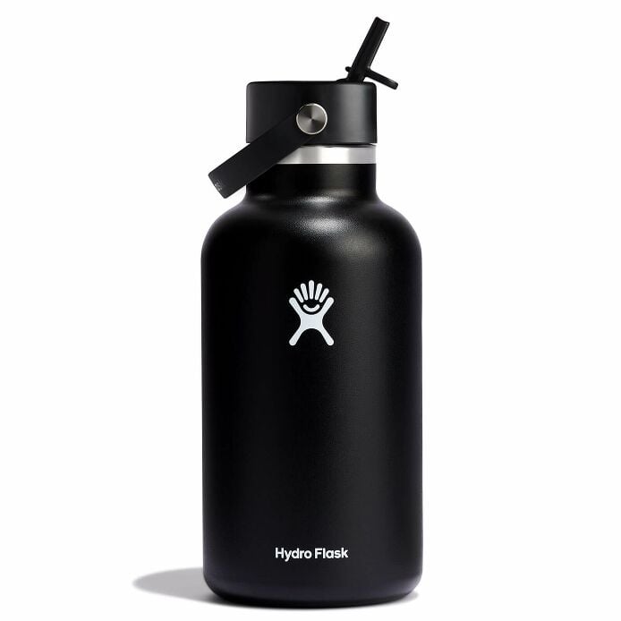 64 oz Wide Mouth with Flex Straw Cap Black