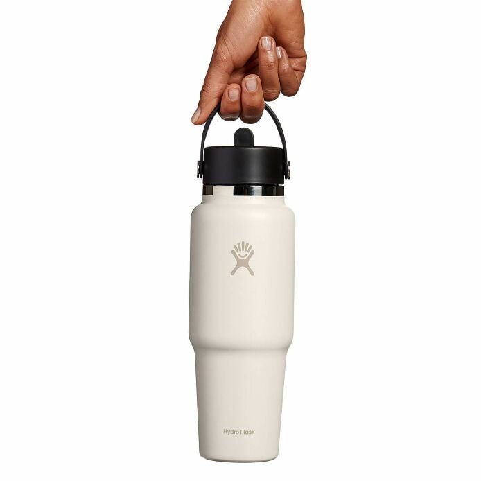 32 oz Wide Mouth Travel Bottle with Flex Straw Cap Ivory