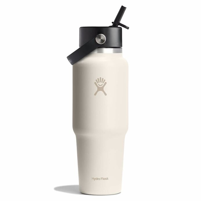 32 oz Wide Mouth Travel Bottle with Flex Straw Cap Ivory