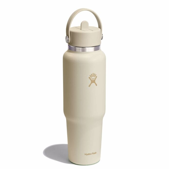 40 oz Wide Mouth Travel Bottle with Flex Straw Cap Coconut