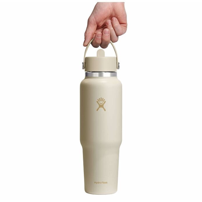40 oz Wide Mouth Travel Bottle with Flex Straw Cap Coconut